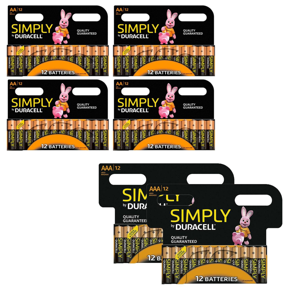 Duracell Simply AA Batteries4pk with AAA Non-Rechargeable Batteries2Pk