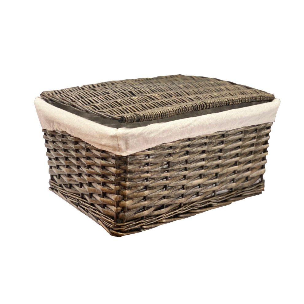 Topfurnishing (Oak, Medium) Lidded Wicker Storage Hamper Basket Lining Medium