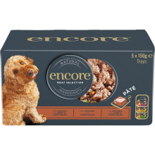 Encore Complete and Natural Wet Dog Food Pate, Meat Selection For Dogs in 150g Tray (Pack of 5 Trays)