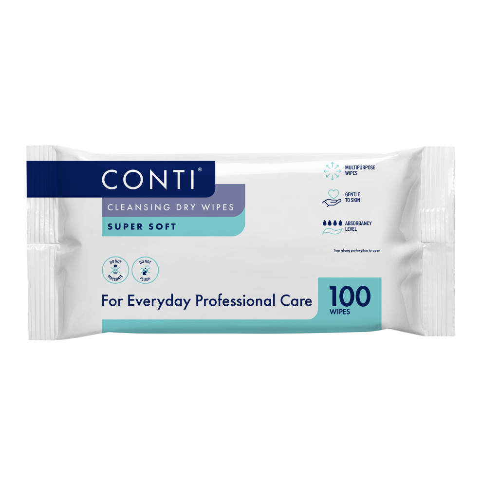 Conti Soft Large Patient Vernacare Dry Wipes - 30 x 28 cm - 2 Packs of 100