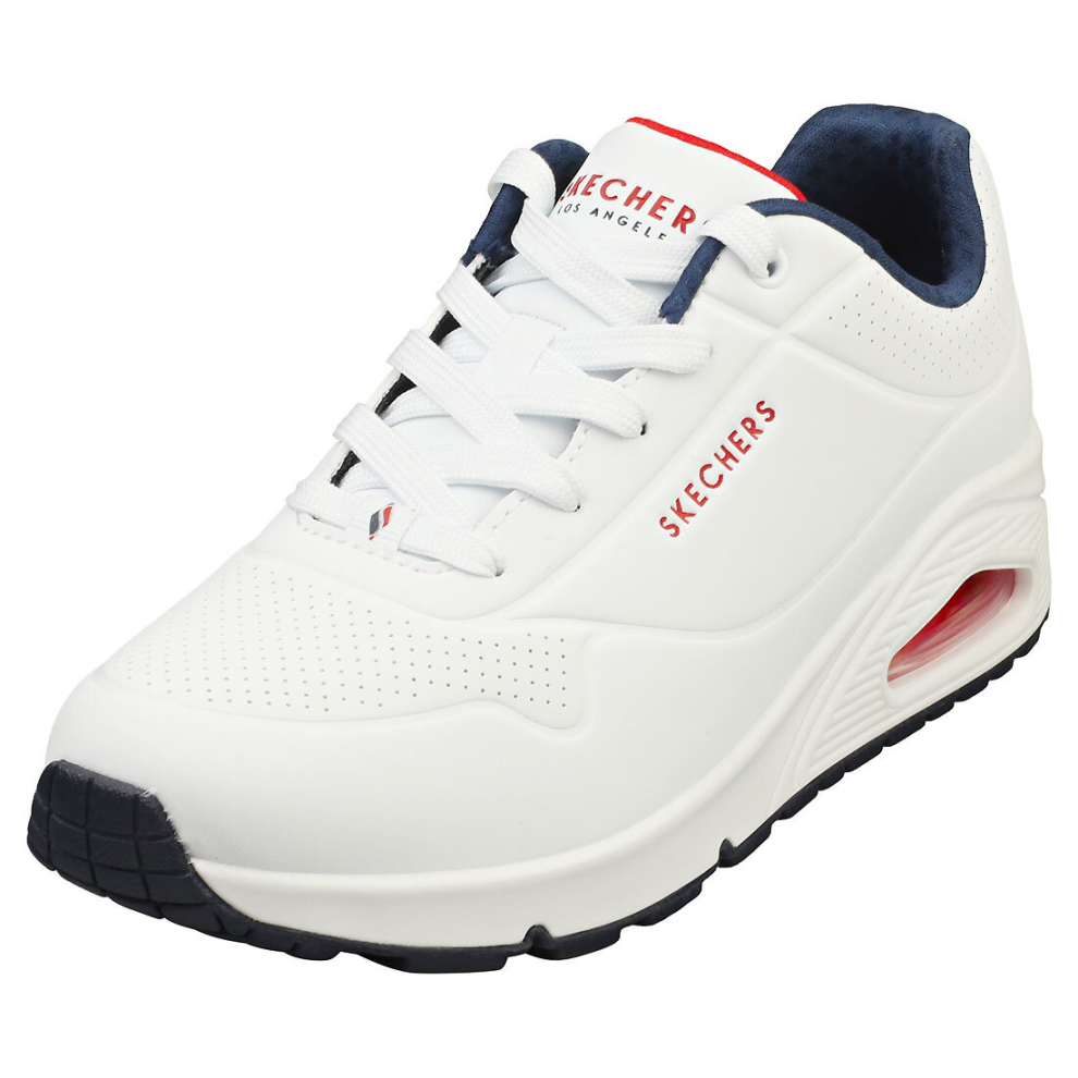 Skechers Uno Womens Fashion Trainers in White Navy Red - 7 UK