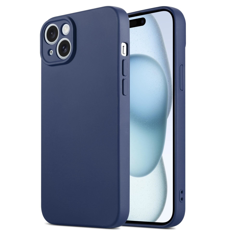 (Iphone 15 Plus, Dark ) Inventcase Silicone Gel Protective Case Cover For Apple Iphones Blue 5055370937192