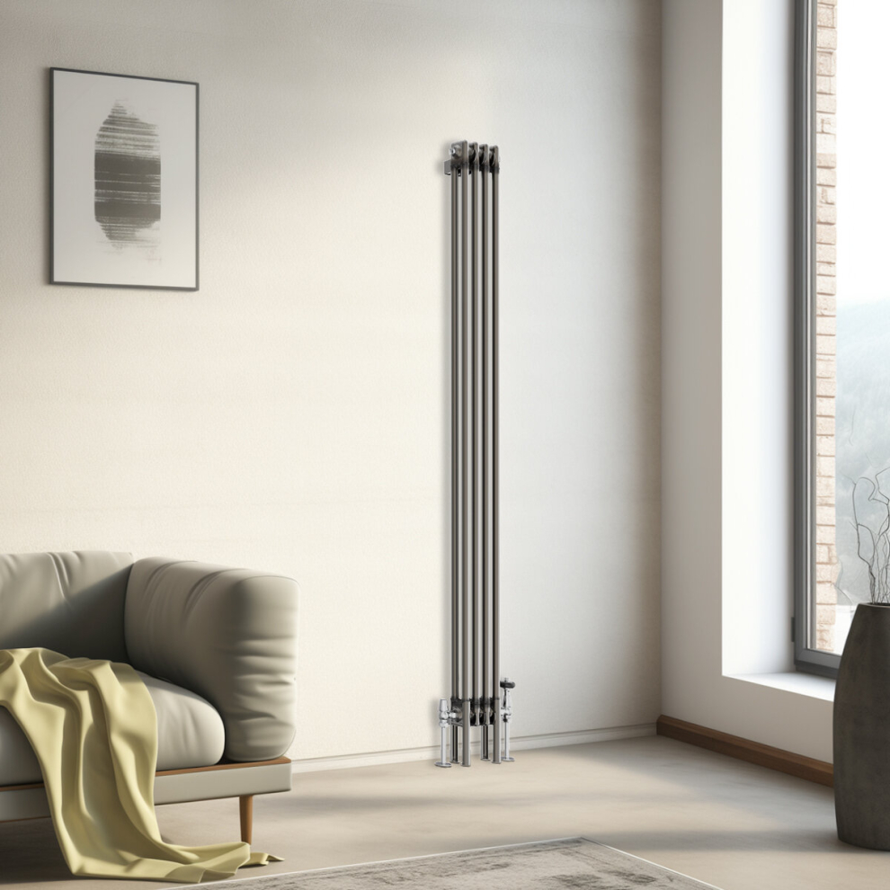 (1800x200mm - 2 Column) Traditional Cast Iron Style Radiator Raw Metal Central Heating 2 Column