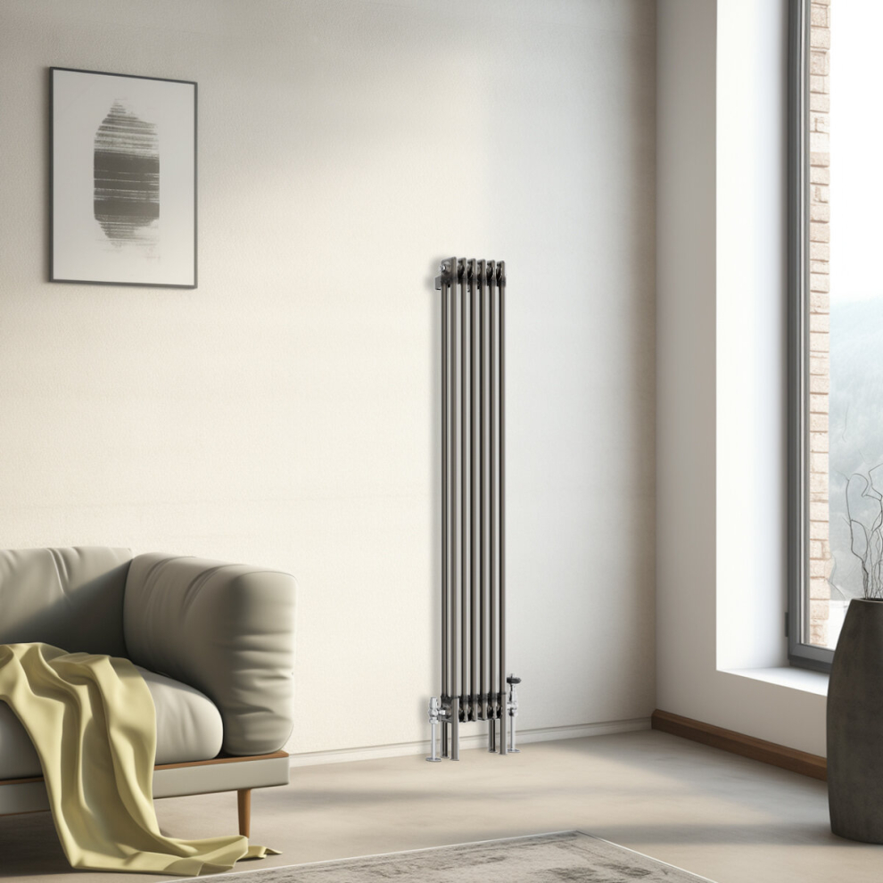 Nrg (1500X290mm - 2 Column) Traditional Cast Iron Style Radiator Raw Metal Central Heating 2 Column