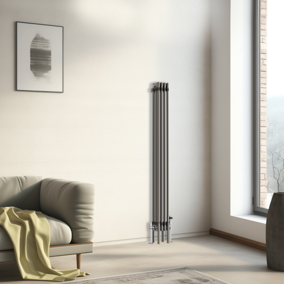 Nrg (1500X202mm - 3 Column) Traditional Cast Iron Style Radiator Raw Metal Central Heating 3 Column