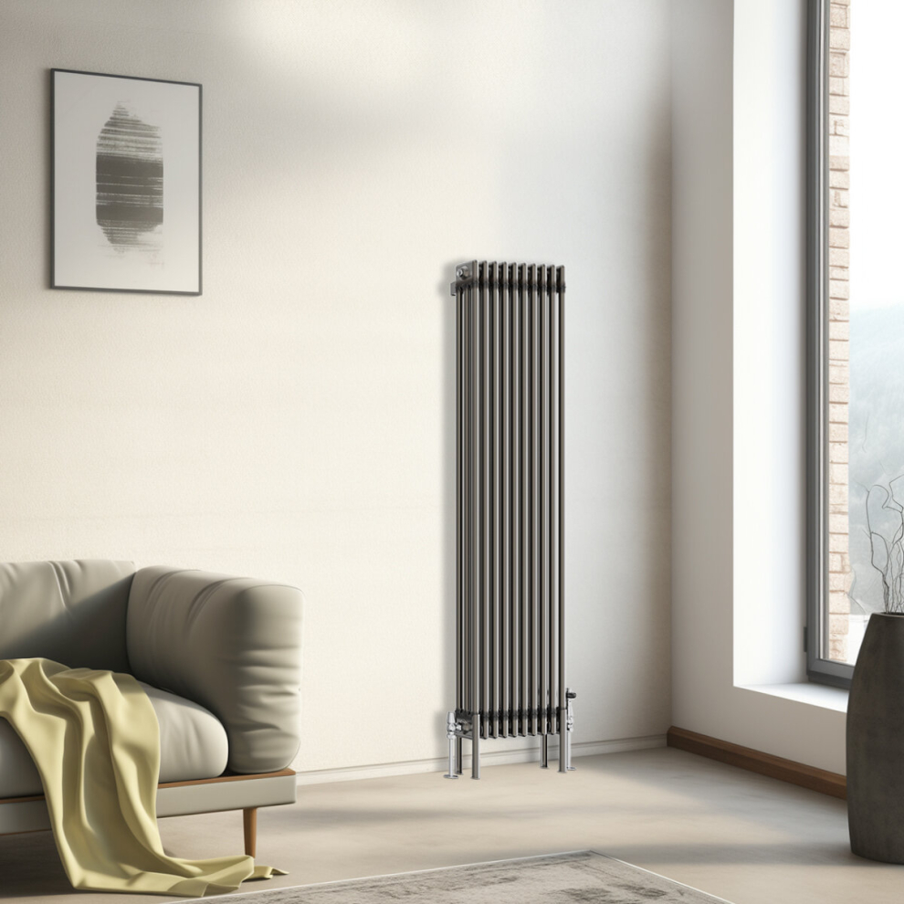 (1500x472mm - 3 Column) Traditional Cast Iron Style Radiator Raw Metal Central Heating 3 Column