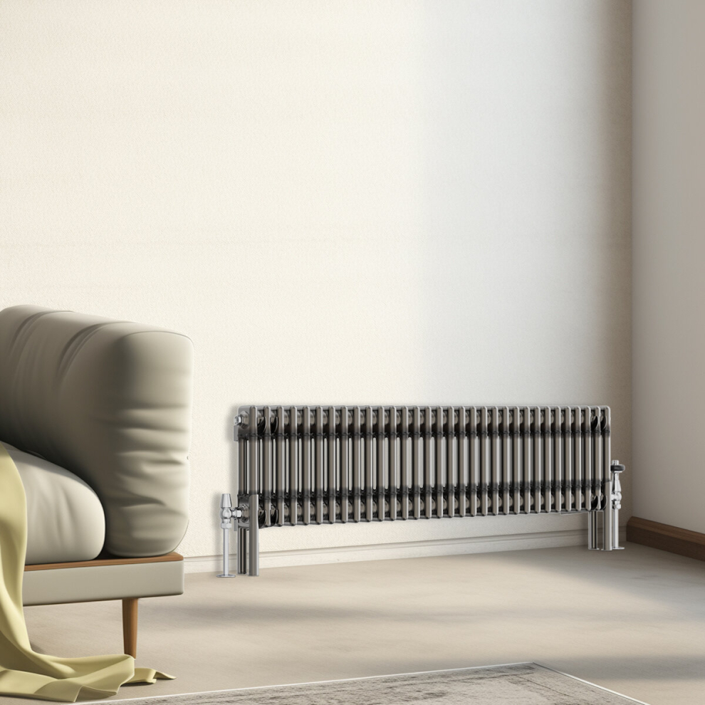 (300x1460mm - 2 Column) Traditional Cast Iron Style Radiator Raw Metal Central Heating 2 Column