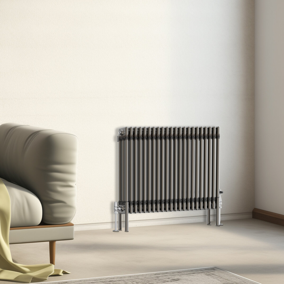 (600x1012mm - 3 Column) Traditional Cast Iron Style Radiator Raw Metal Central Heating 3 Column