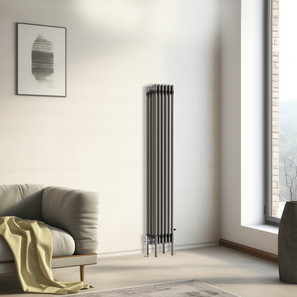 (1500x290mm - 4 Column) Traditional Cast Iron Style Radiator Raw Metal Central Heating 4 Column