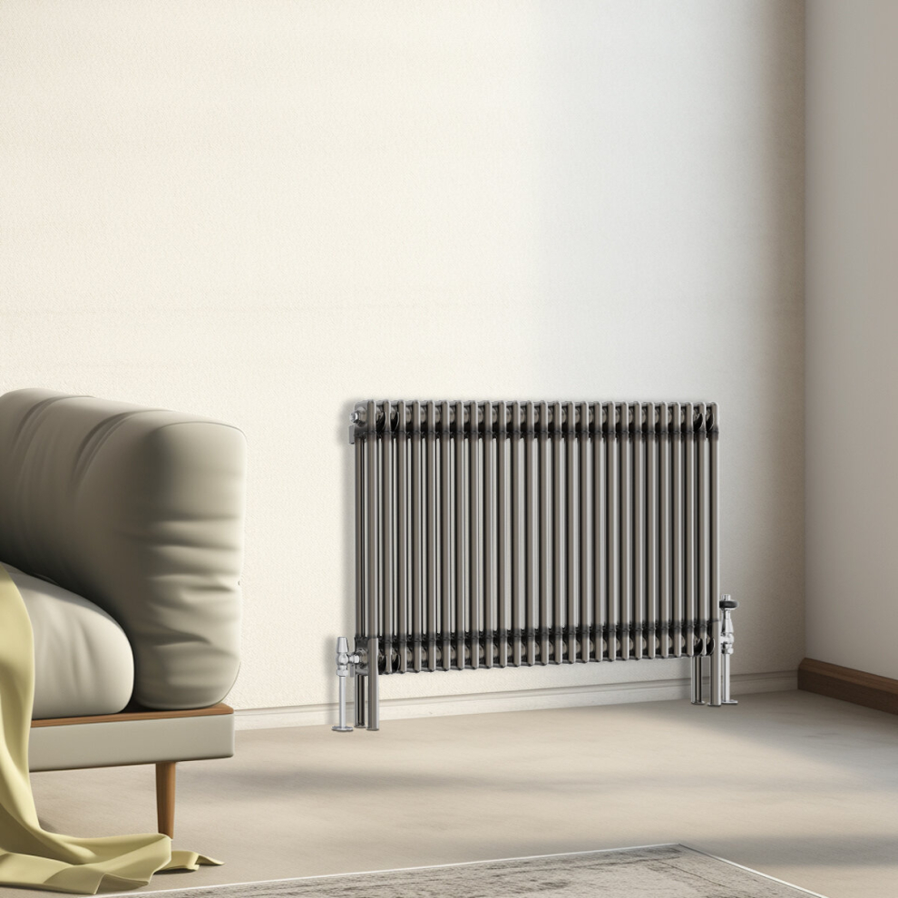 (600x1190mm - 2 Column) Traditional Cast Iron Style Radiator Raw Metal Central Heating 2 Column