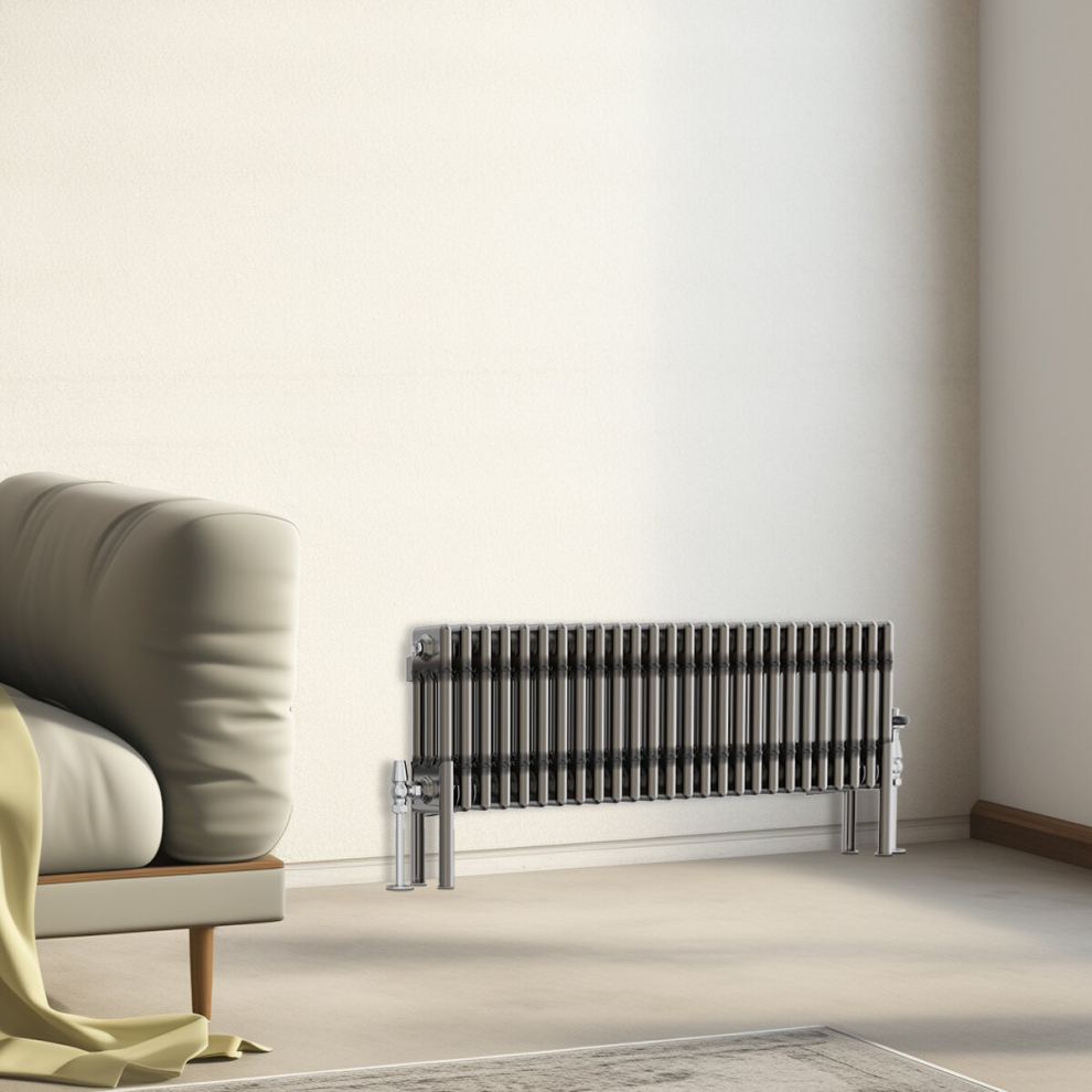 (300x1192mm - 3 Column) Traditional Cast Iron Style Radiator Raw Metal Central Heating 3 Column