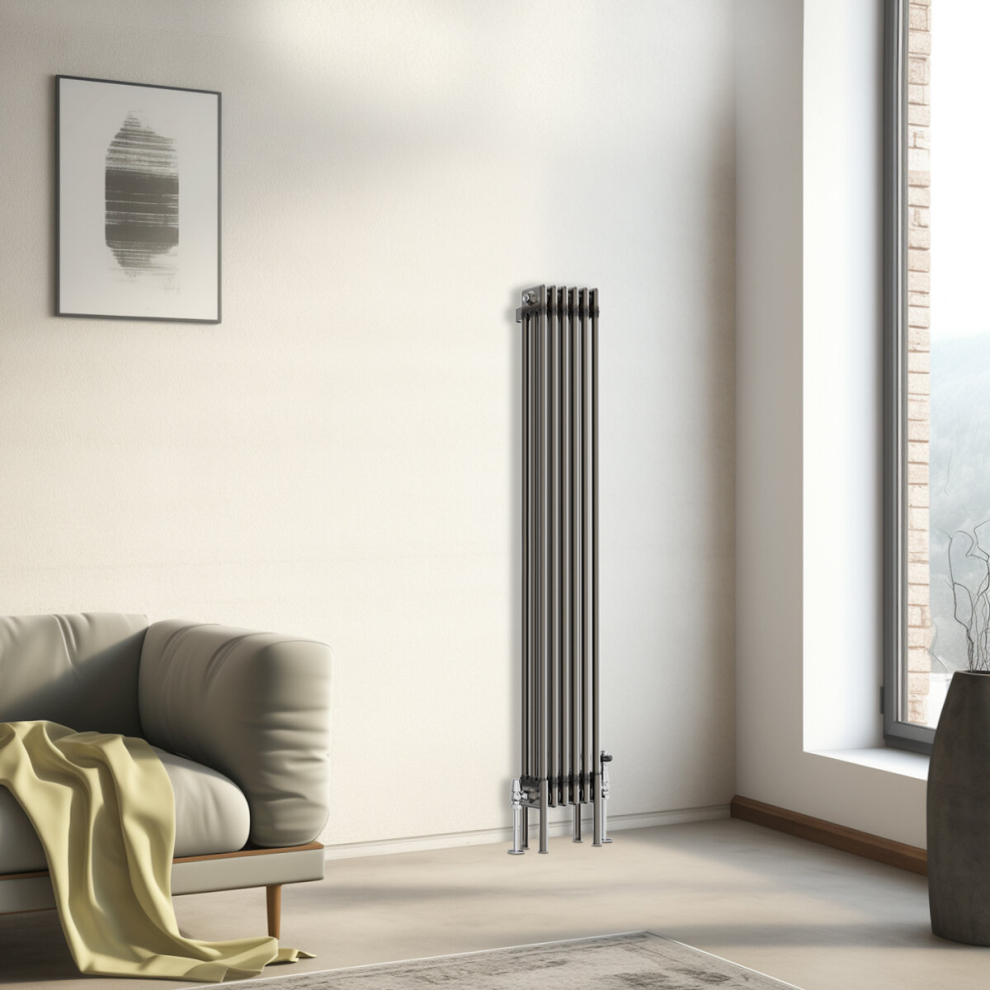 (1500x292mm - 3 Column) Traditional Cast Iron Style Radiator Raw Metal Central Heating 3 Column