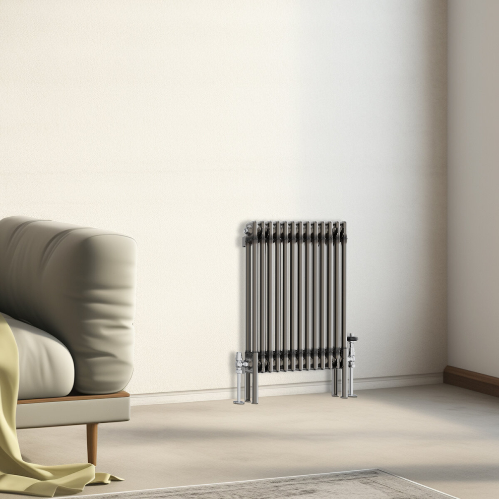 Nrg (600X605mm - 2 Column) Traditional Cast Iron Style Radiator Raw Metal Central Heating 2 Column