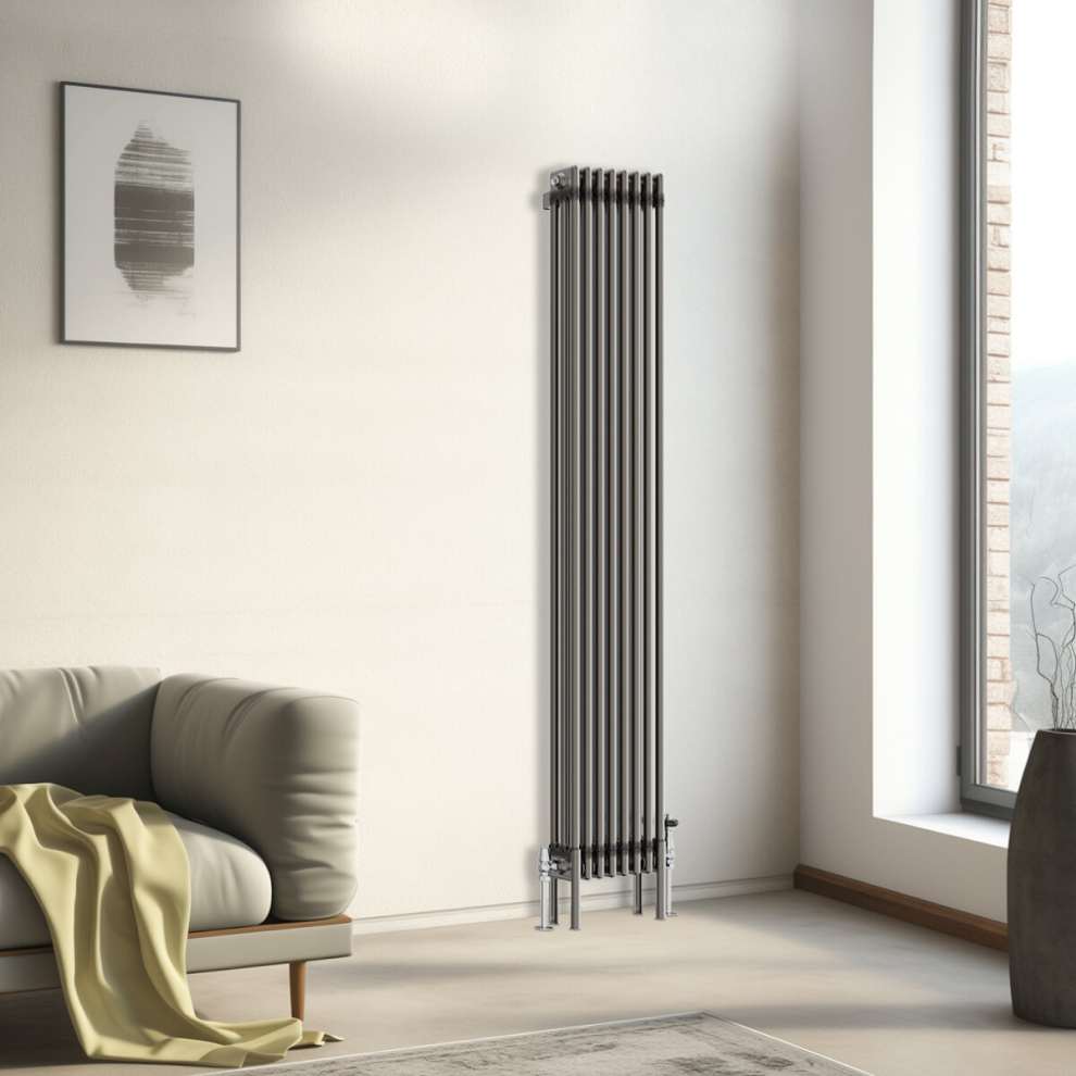 (1800x382mm - 3 Column) Traditional Cast Iron Style Radiator Raw Metal Central Heating 3 Column