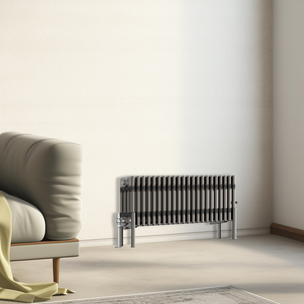 Nrg (300X1010mm - 4 Column) Traditional Cast Iron Style Radiator Raw Metal Central Heating 4 Column