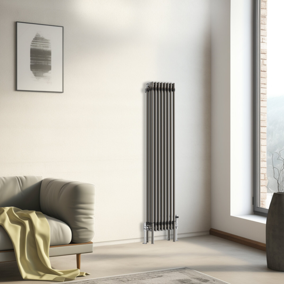 (1500x382mm - 3 Column) Traditional Cast Iron Style Radiator Raw Metal Central Heating 3 Column