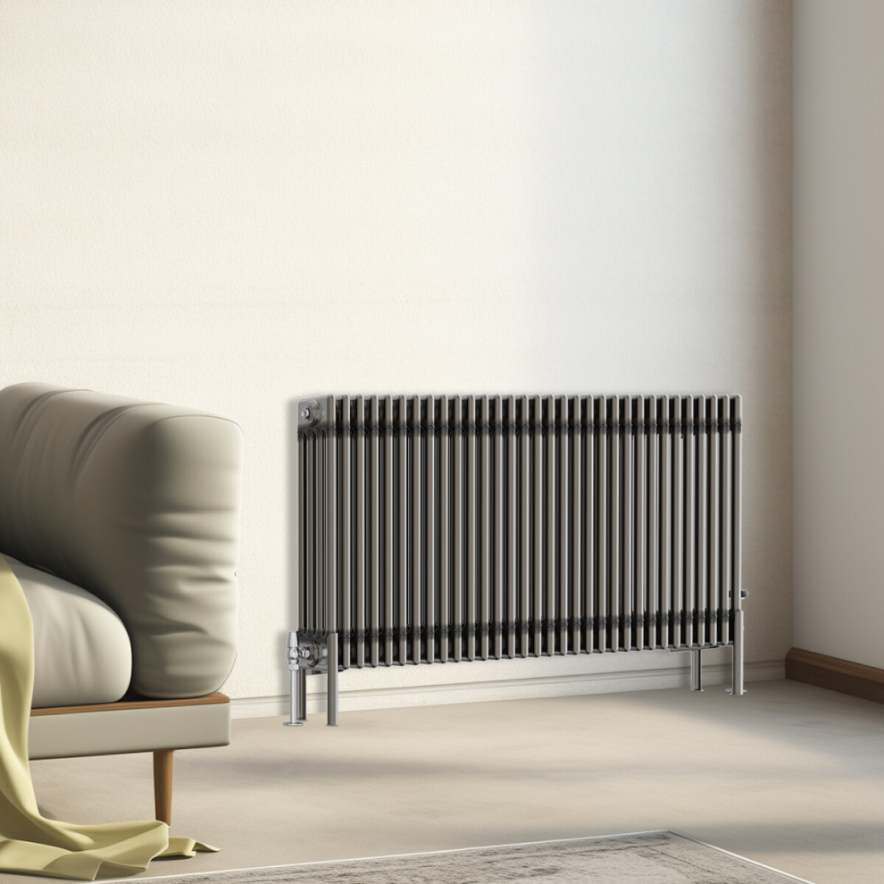 Nrg (600X1460mm - 4 Column) Traditional Cast Iron Style Radiator Raw Metal Central Heating 4 Column