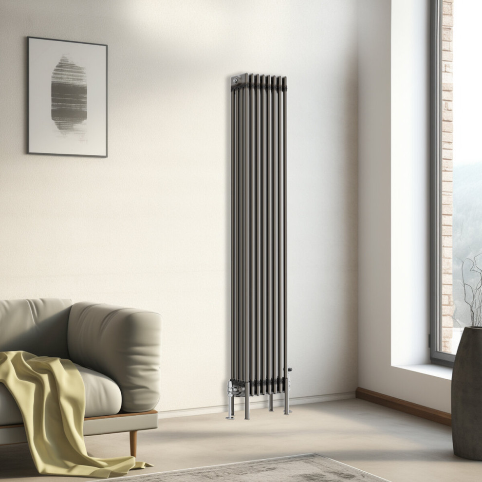 (1800x380mm - 4 Column) Traditional Cast Iron Style Radiator Raw Metal Central Heating 4 Column