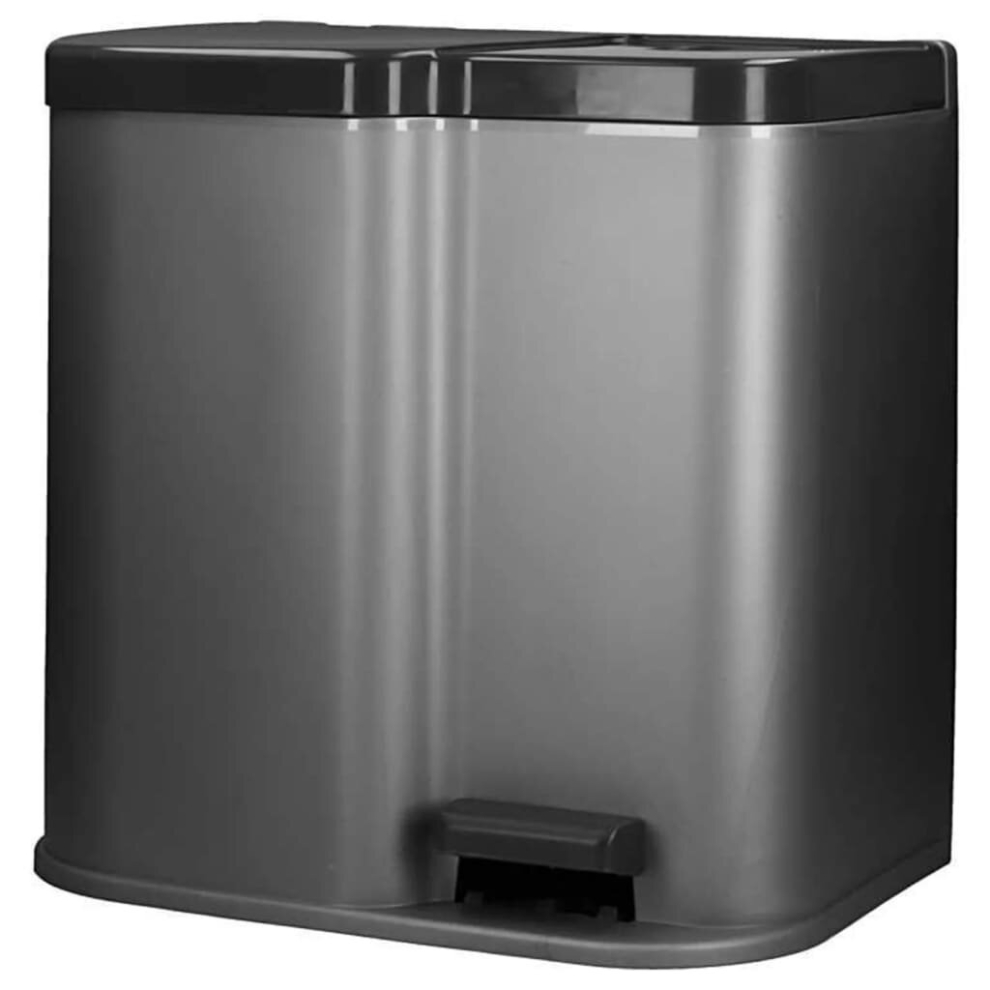 Curver Duo Pedal Bin Deco 15L with 6L Inner Buckets Light Grey Waste Container