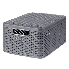 Curver Storage Box with Lid Style M 18L Metallic Silver Household Storage Box