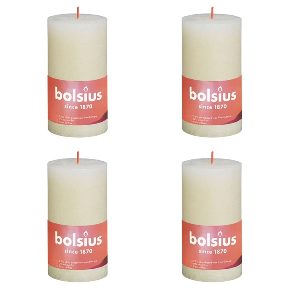 4x Bolsius Rustic Pillar Candles Soft Pearl Home Holiday Decoration Candle-image-OPC-P8S5XH5-NEW