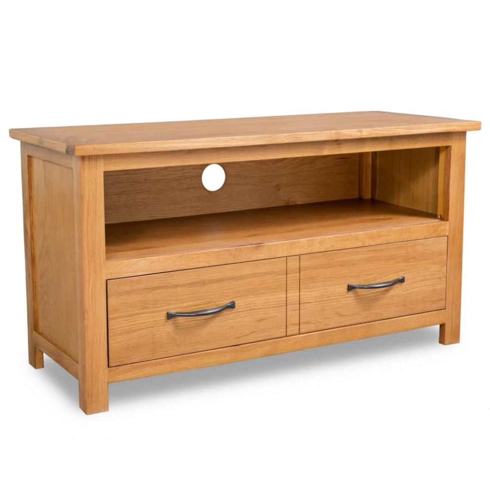 vidaXL Solid Oak Wood TV Cabinet 90x35x48cm HiFi Stand Entertainment Centre