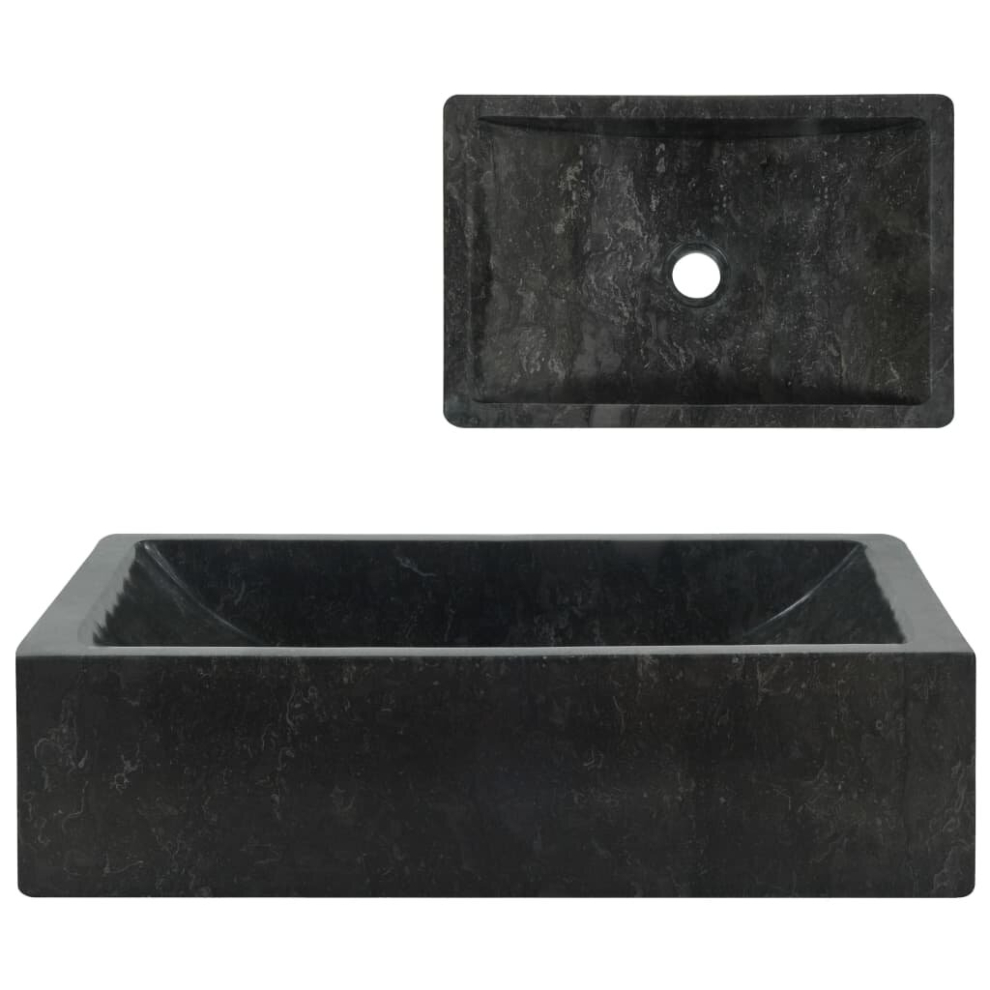 vidaXL Sink Bathroom Natural Stone Wash Bowl Basin Marble High Gloss Black