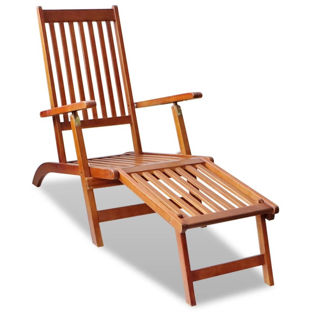 vidaXL Outdoor Deck Chair with Footrest Garden Chair Seat Solid Acacia Wood