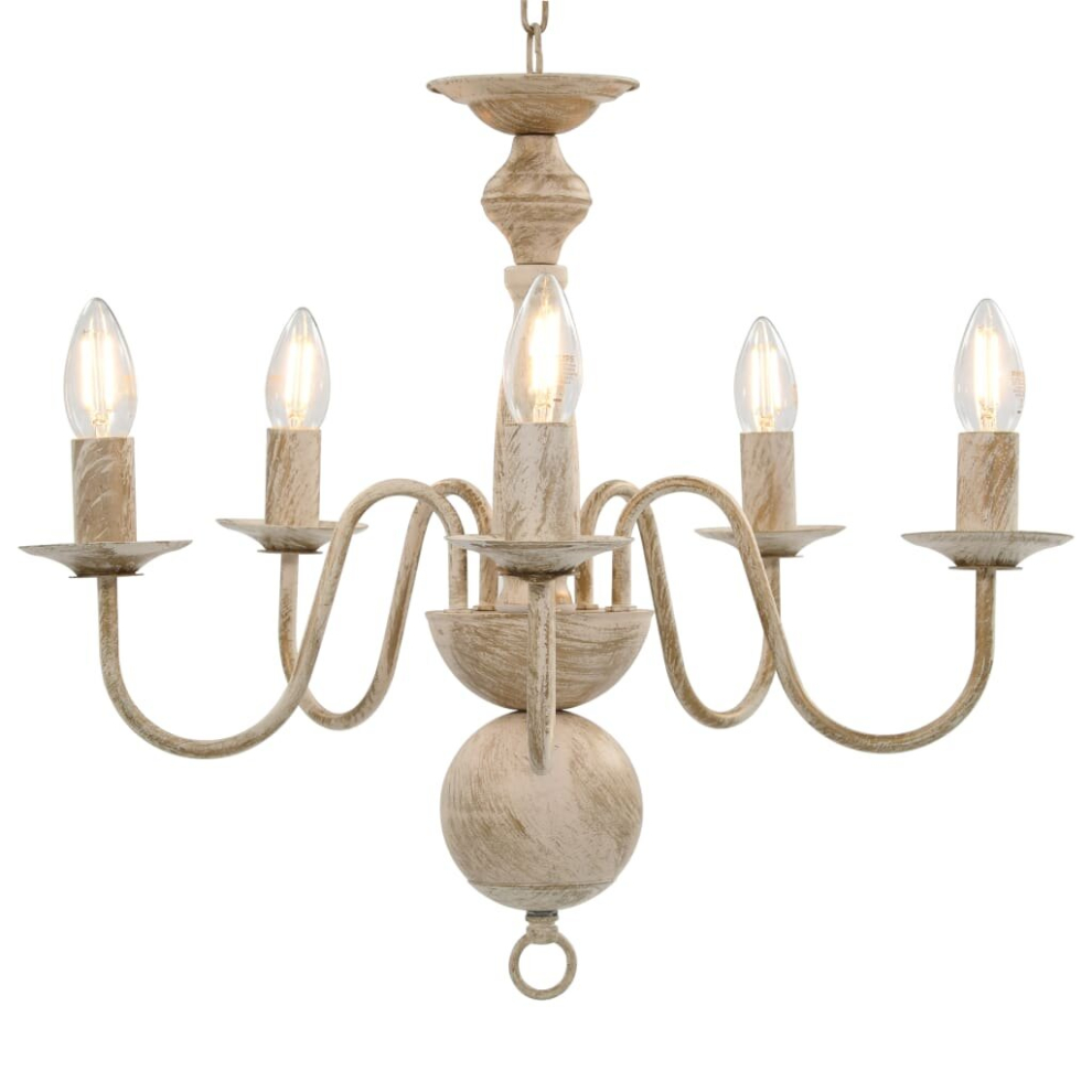 Vidaxl Chandelier Antique 5Xe14 Bulbs Hanging Lamp Pendant Lighting White