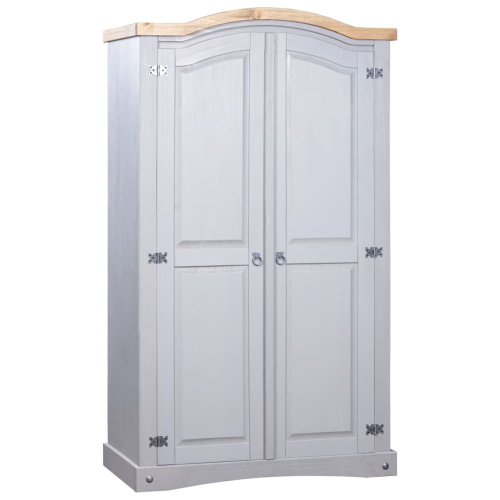VidaXL vidaXL Wardrobe Mexican Pine Corona Range 2 Doors Grey Clothes Cabinet Closet