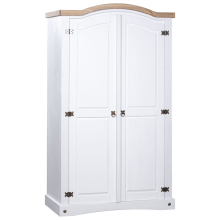 vidaXL Wardrobe Mexican Pine Corona Range 2 Doors White Clothes Cabinet Closet