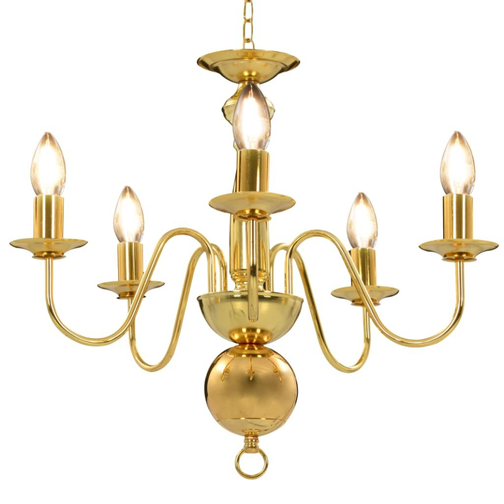 vidaXL Chandelier Golden 5 x E14 Bulbs - Image 2