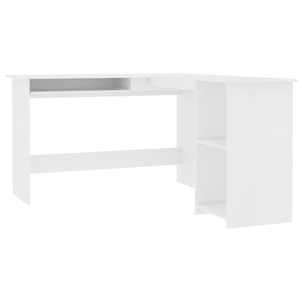 vidaXL L-Shaped Corner Desk Engineered Wood White Office PC Computer Table