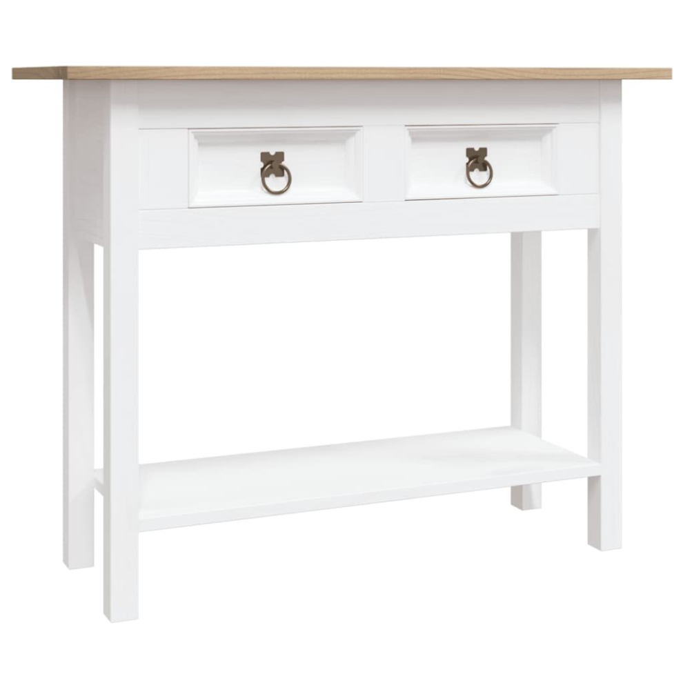 vidaXL Solid Wood Mexican Pine Console Table Corona Range White Side Table