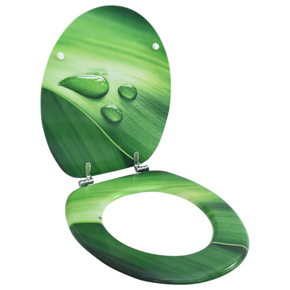 Vidaxl Wc Toilet Seat With Lid Mdf Water Drop Design Plumbing Fixture Green
