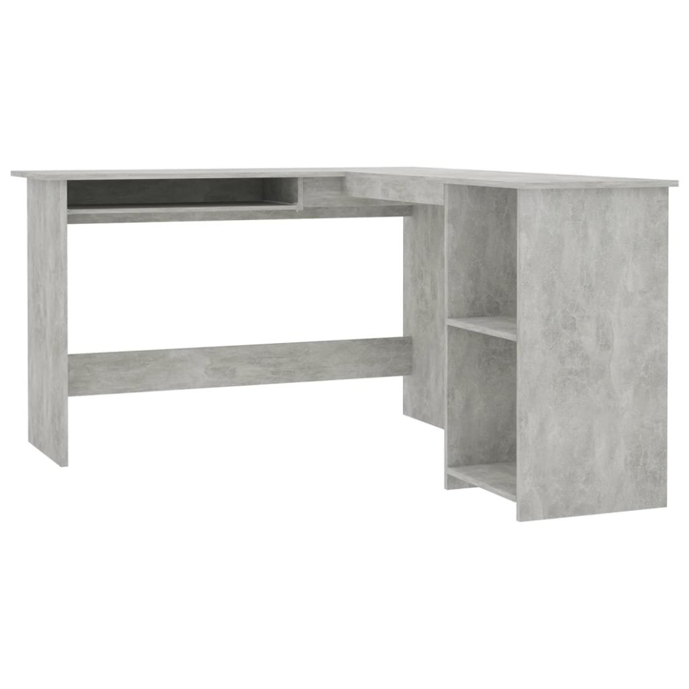 vidaXL L-Shaped Corner Desk Engineered Wood Concrete Grey PC Computer Table