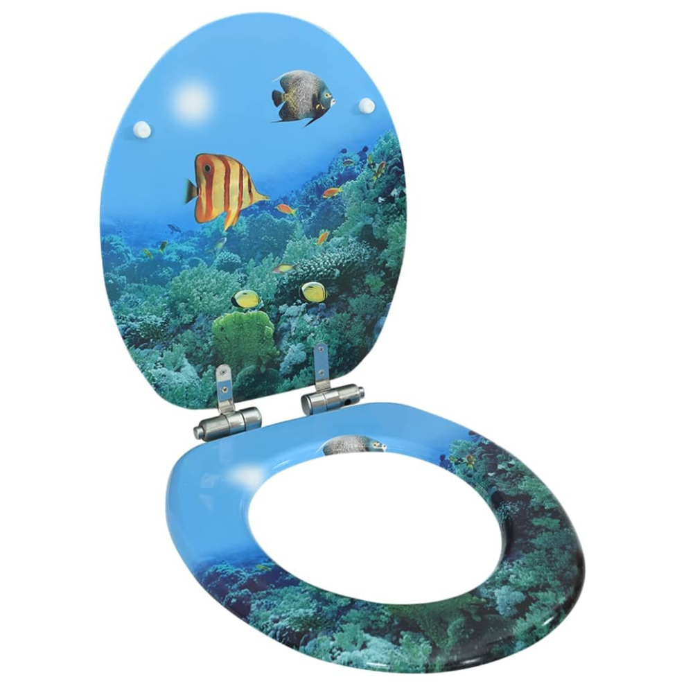 vidaXL  WC Toilet Seat with Soft Close Lid MDF Deep Sea Design