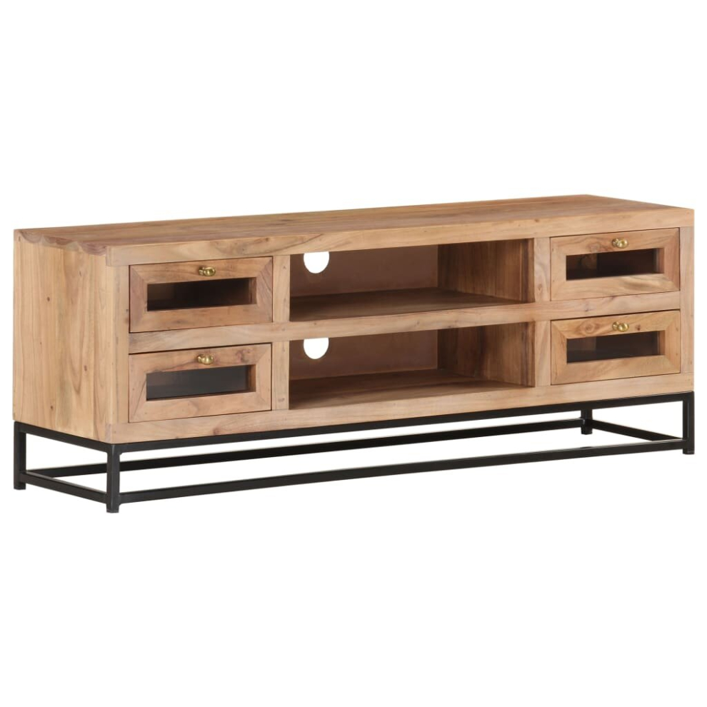 vidaXL Solid Acacia Wood TV Cabinet Wooden Lowboard Hifi Table Stereo Desk