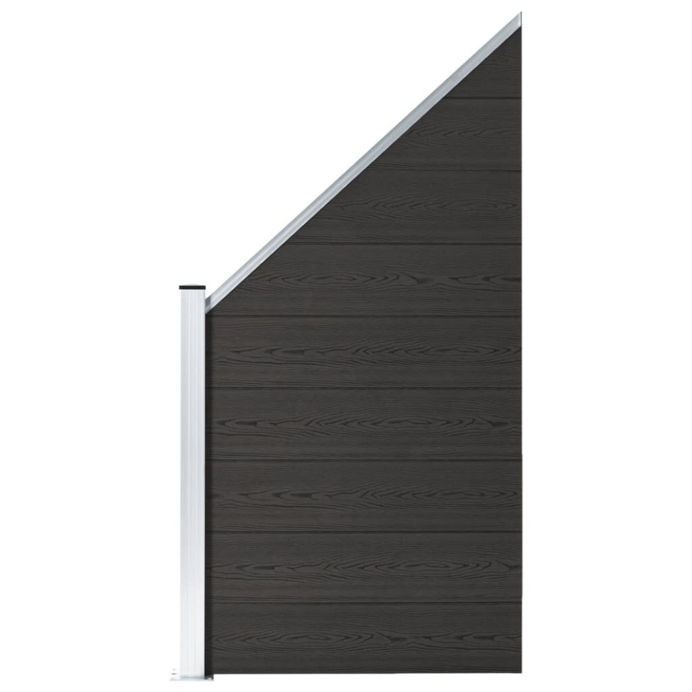 vidaXL Fence Panel WPC 95x(105-180) cm Black Garden Barrier Edging Privacy