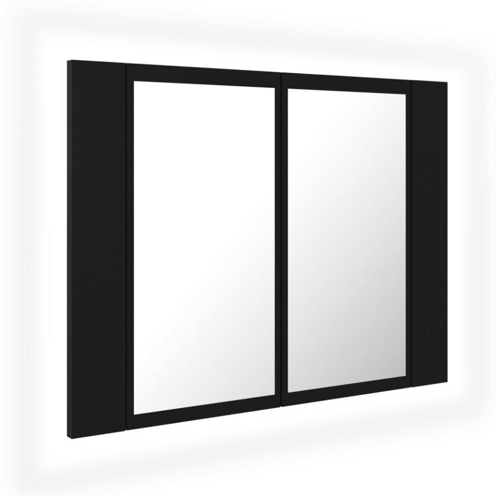 vidaXL LED Bathroom Mirror Cabinet Black 60x12x45 cm with RGB Light, Acrylic Mirror, 2 Shelves (804957)