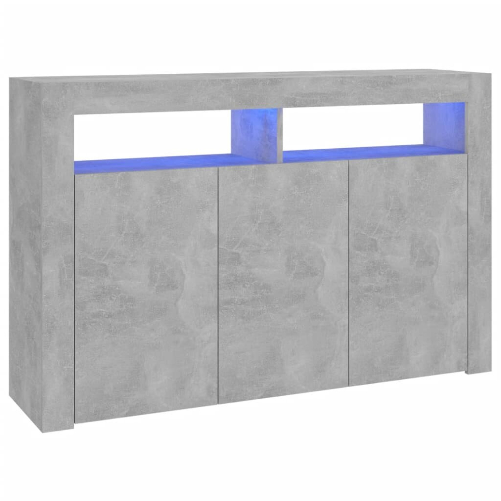 vidaXL Sideboard With LED Lights Concrete Grey Home Furniture Storage Cabinet