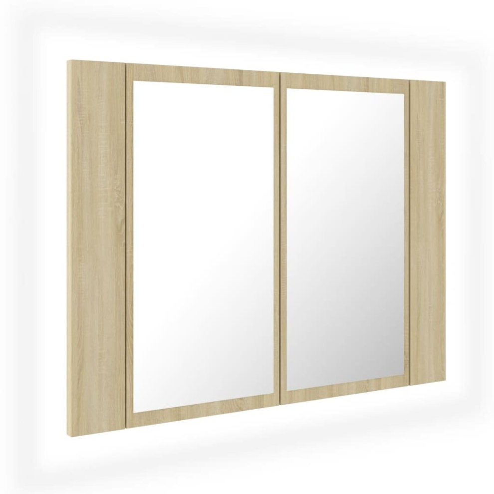 Vidaxl Led Bathroom Mirror Cabinet Sonoma Oak 60X12x45 Cm Acrylic Wall Mirror