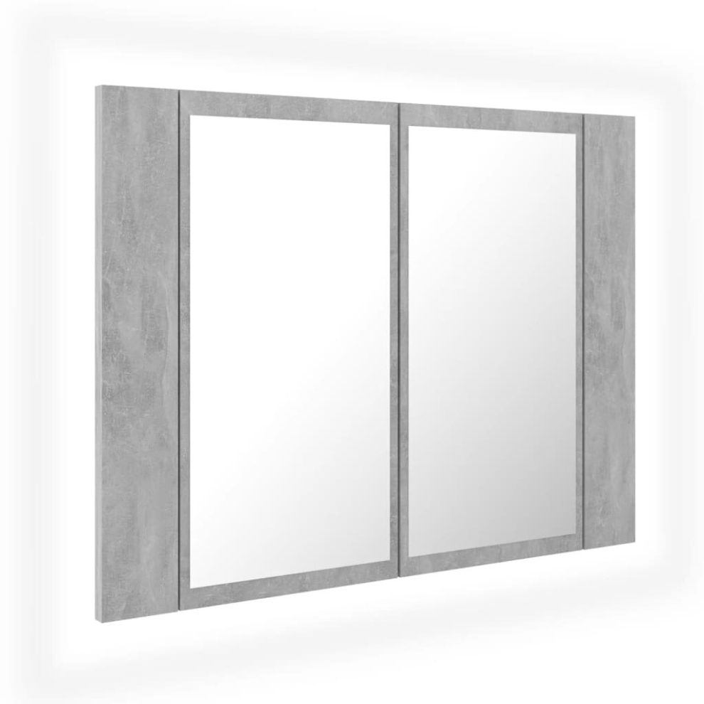 vidaXL LED Bathroom Mirror Cabinet Concrete Grey 60x12x45 cm Acrylic Mirror