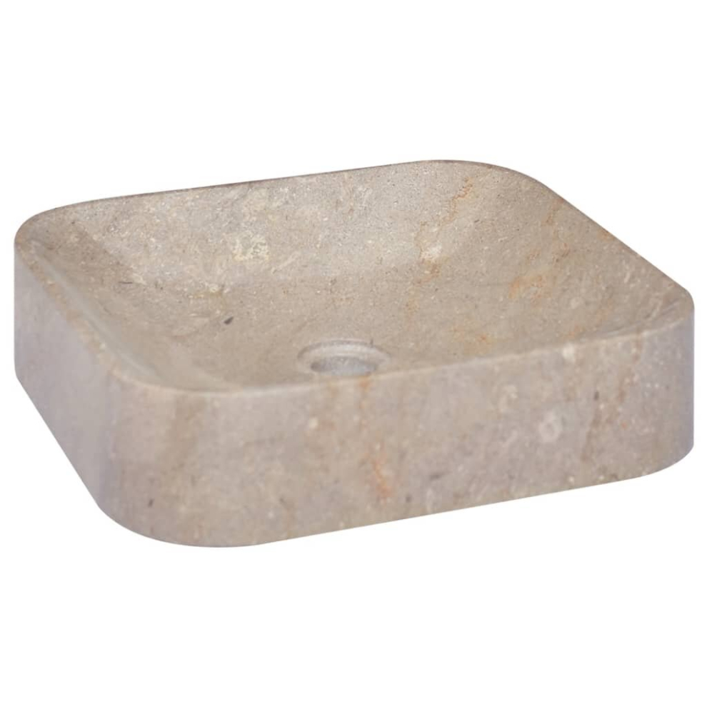 vidaXL Sink Grey 40x40x10 cm Marble Natural Stone Basin Washroom Bathroom