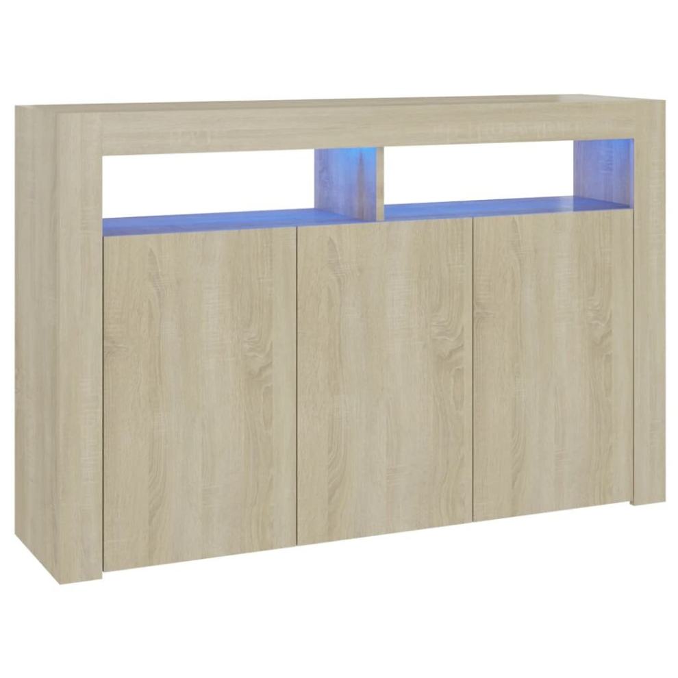 vidaXL Sideboard with LED Lights Sonoma Oak Home Furniture Storage Cabinet