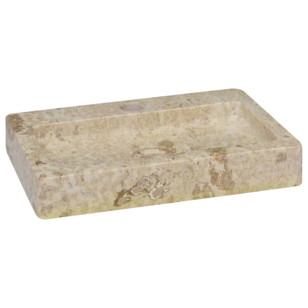 vidaXL Sink Cream 38x24x6.5 cm Marble Natural Stone Basin Washroom Bathroom