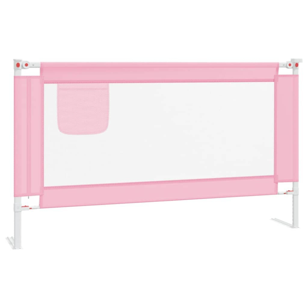 vidaXL Toddler Safety Bed Rail Pink 140x25 cm Fabric Baby Cot Bed Protection