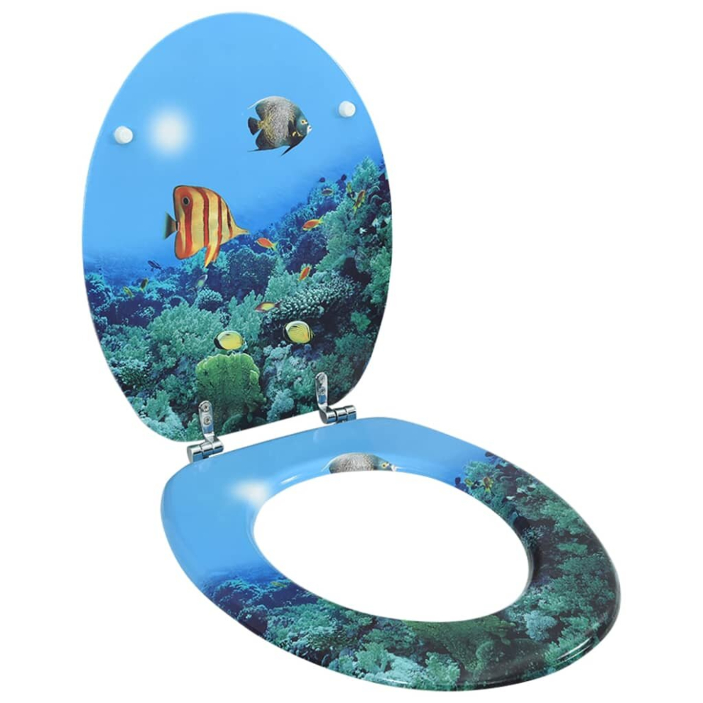 vidaXL WC Toilet Seat with Lid MDF Deep Sea Design Bathroom Plumbing Fixture