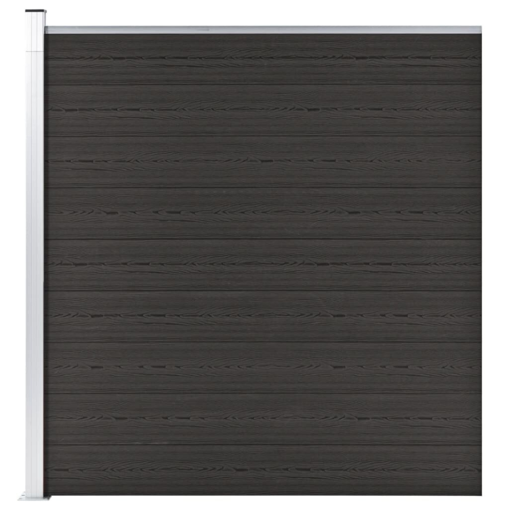 vidaXL Fence Panel WPC 175x186 cm Black Garden Barrier Edging Fencing Privacy