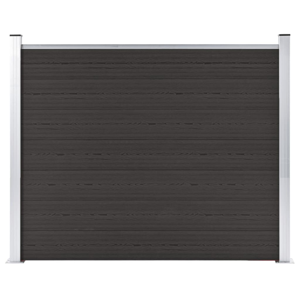 vidaXL Fence Panel WPC 180x146 cm Black Garden Barrier Edging Fencing Privacy